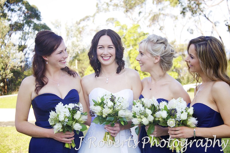 Bride and her bridesmaids smiling pre wedding - wedding photography sydney